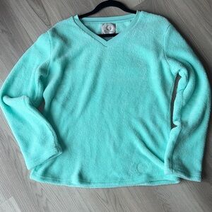 PJ Couture Teddy V-Neck Women's PJ Top XL Green Loungewear Fuzzy Cozy